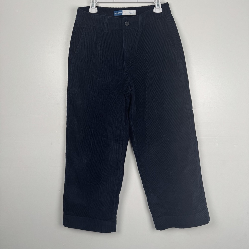 Old Navy Pants Womens 10 (31x27) Petite Navy Blue Corduroy High-Rise Wide Leg